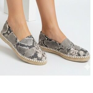 Women's Snakeskin‎ Print Espadrille Platform SlipOn Flats Jute  Shoes 9 NEW Lq
